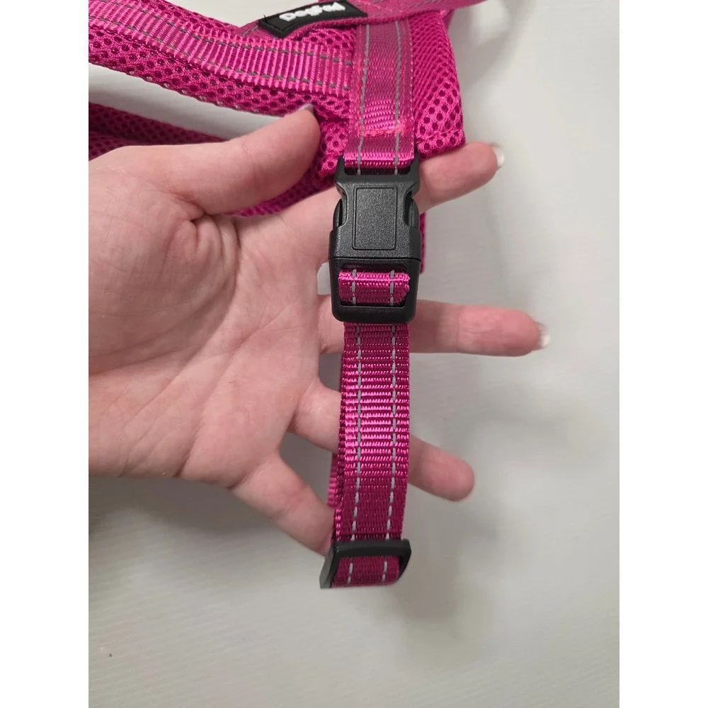 DogFad Pink Dog Harness Small Adjustable Mesh Reflective